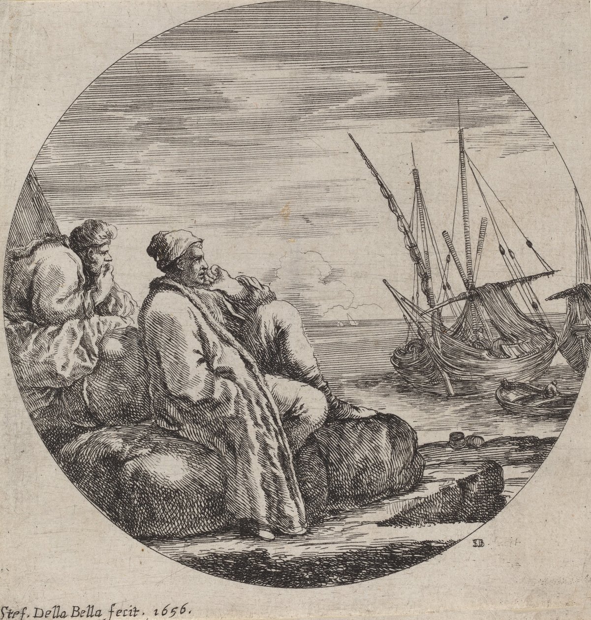 Puerto con dos comerciantes turcos, 1656 de Stefano della Bella