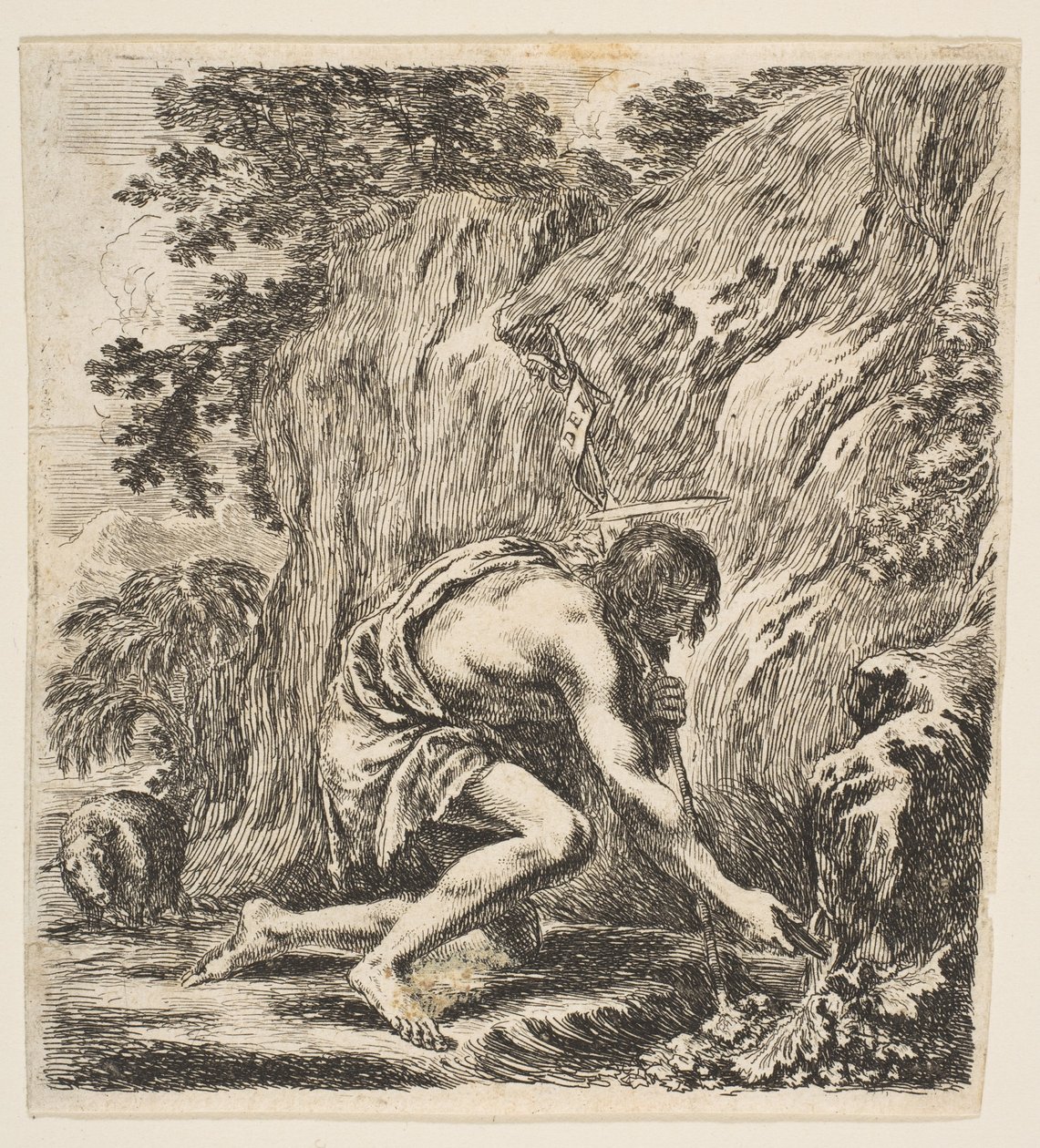 San Juan Bautista sacando agua de un manantial, ca. 1649 de Stefano della Bella