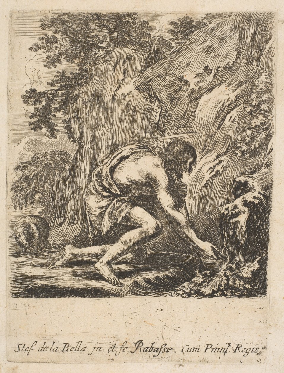 San Juan Bautista Sacando Agua de un Manantial, ca. 1649. de Stefano della Bella
