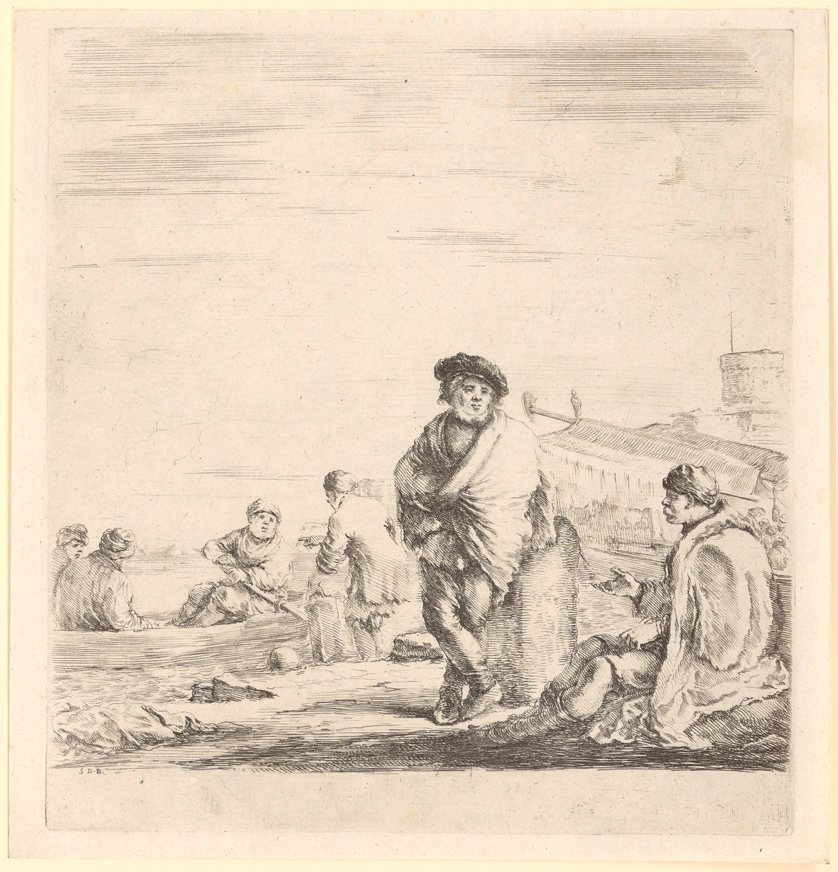 Marinero de pie junto a un levantino sentado de Stefano della Bella
