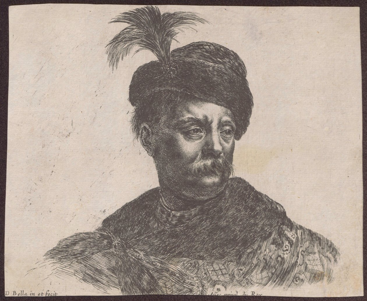 Estudio de un noble polaco representado en un busto, del ciclo «Principii del disegno» de Stefano della Bella
