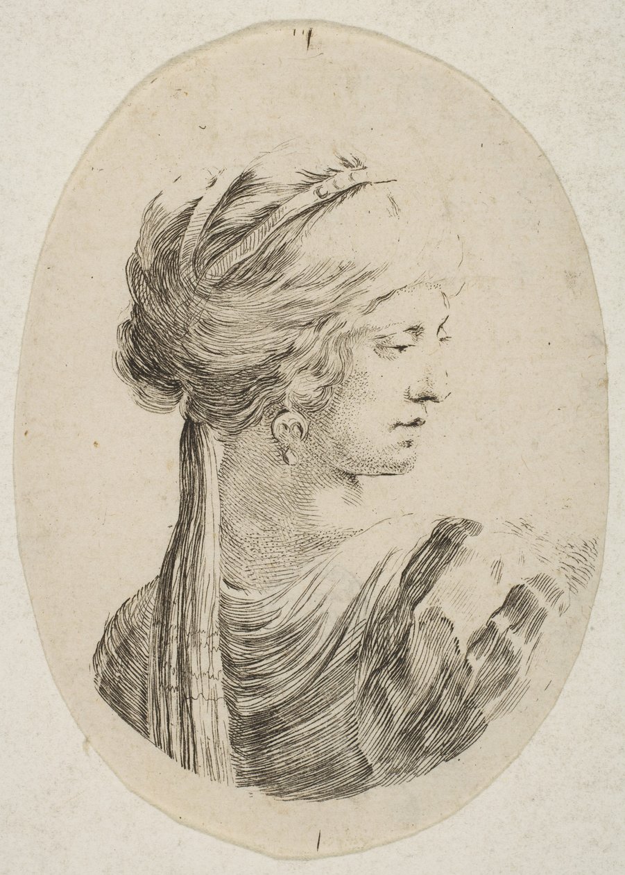 Sultana con turbante, de perfil a la derecha, de 