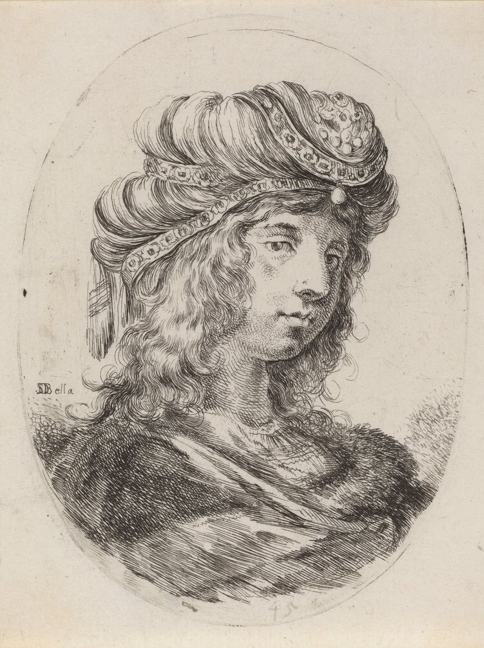 Sultana con un turbante a rayas, girada a la derecha, 1649-1650 de Stefano della Bella