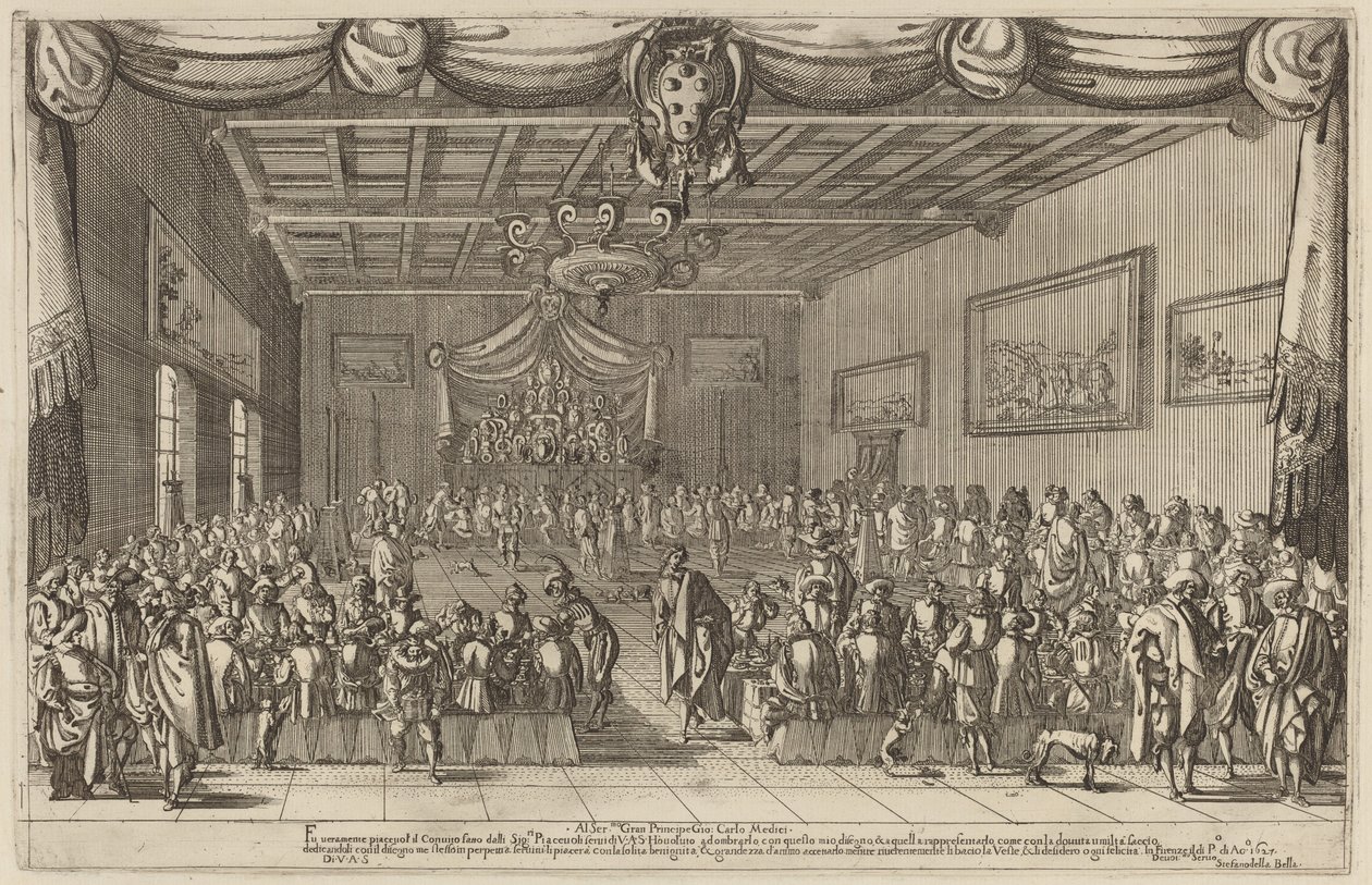 El banquete de los Piacevoli, 1627 de Stefano della Bella
