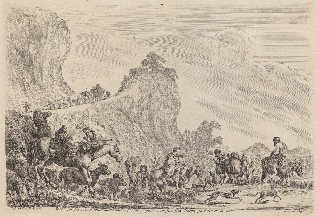 La partida de Jacob a Egipto, probablemente 1647 de Stefano della Bella