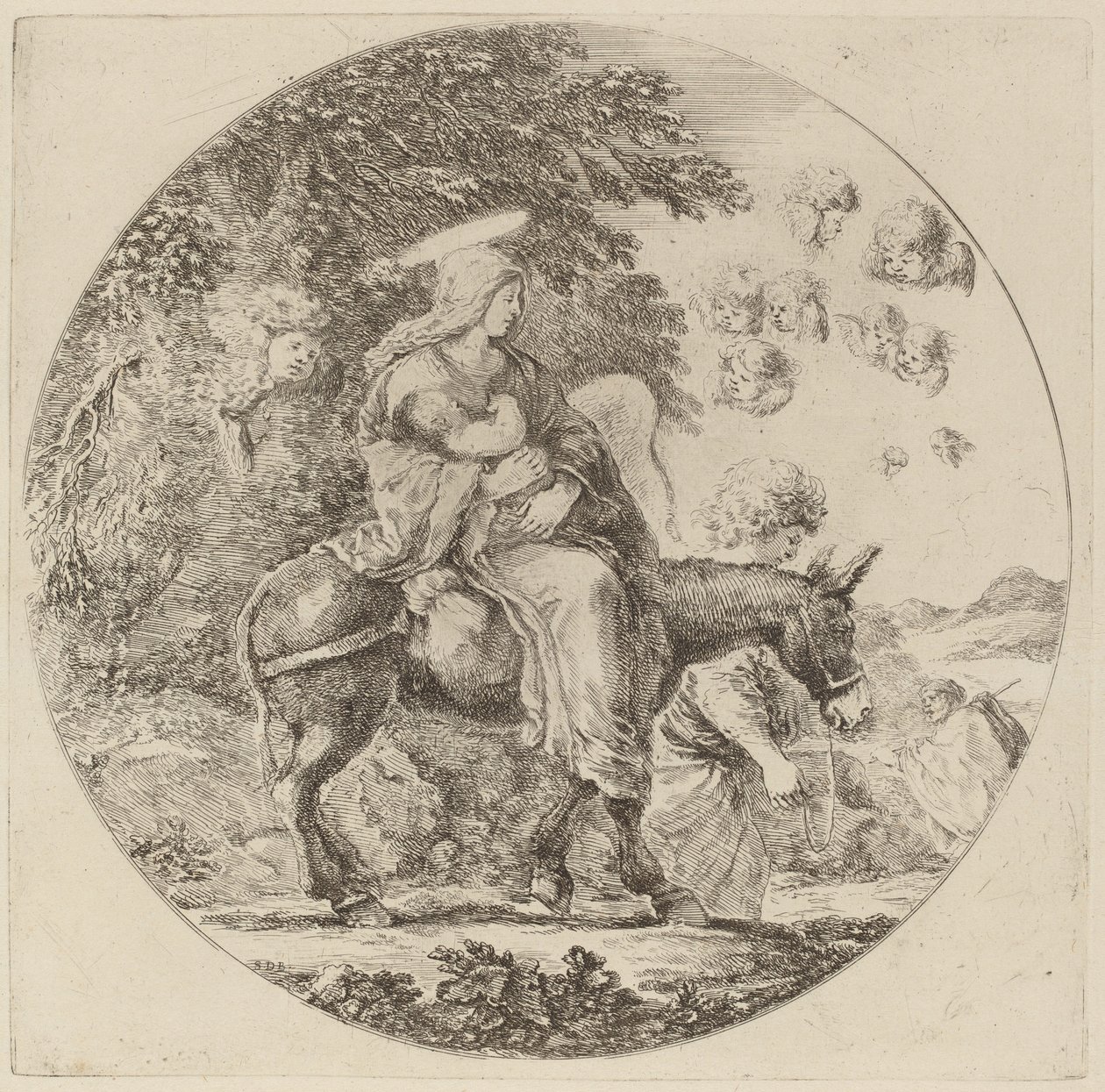 La huida a Egipto, probablemente 1662 de Stefano della Bella