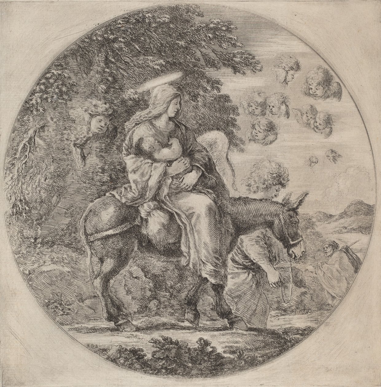 La Huida a Egipto, probablemente 1662 de Stefano della Bella