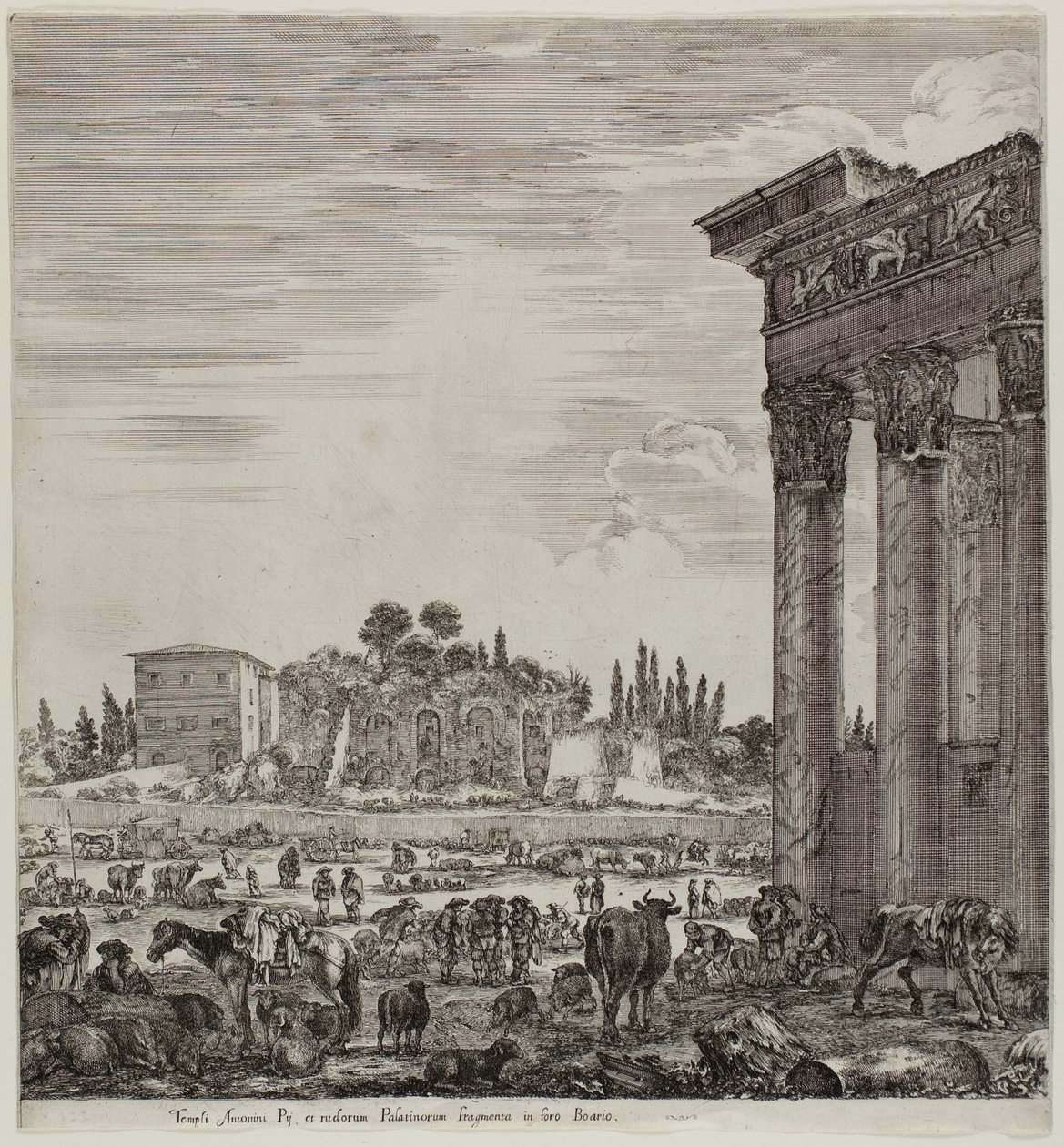 El Templo de Antonino y el Campo Vaccino de Stefano della Bella