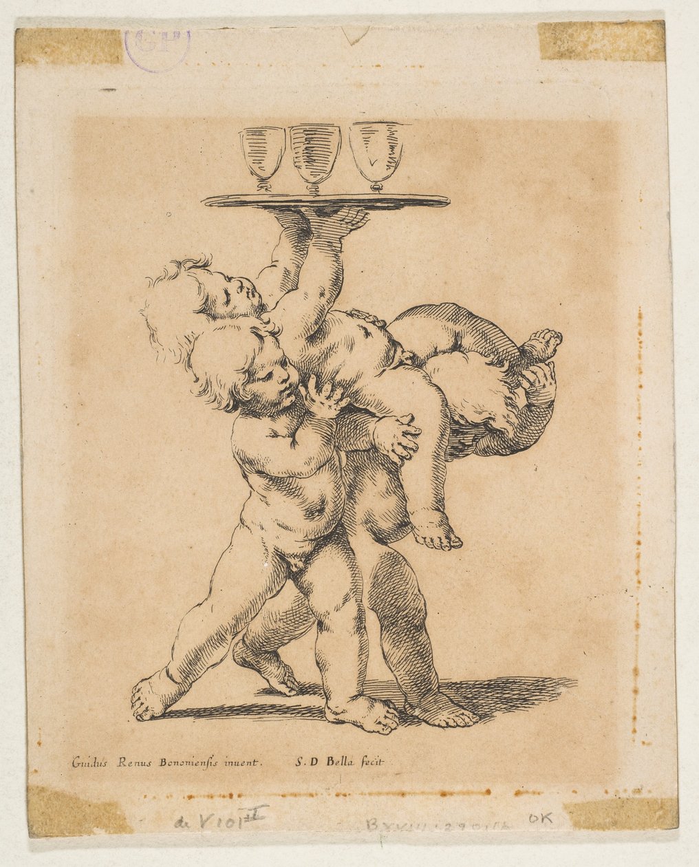 Tres niños con una bandeja, ca. 1638 de Stefano della Bella