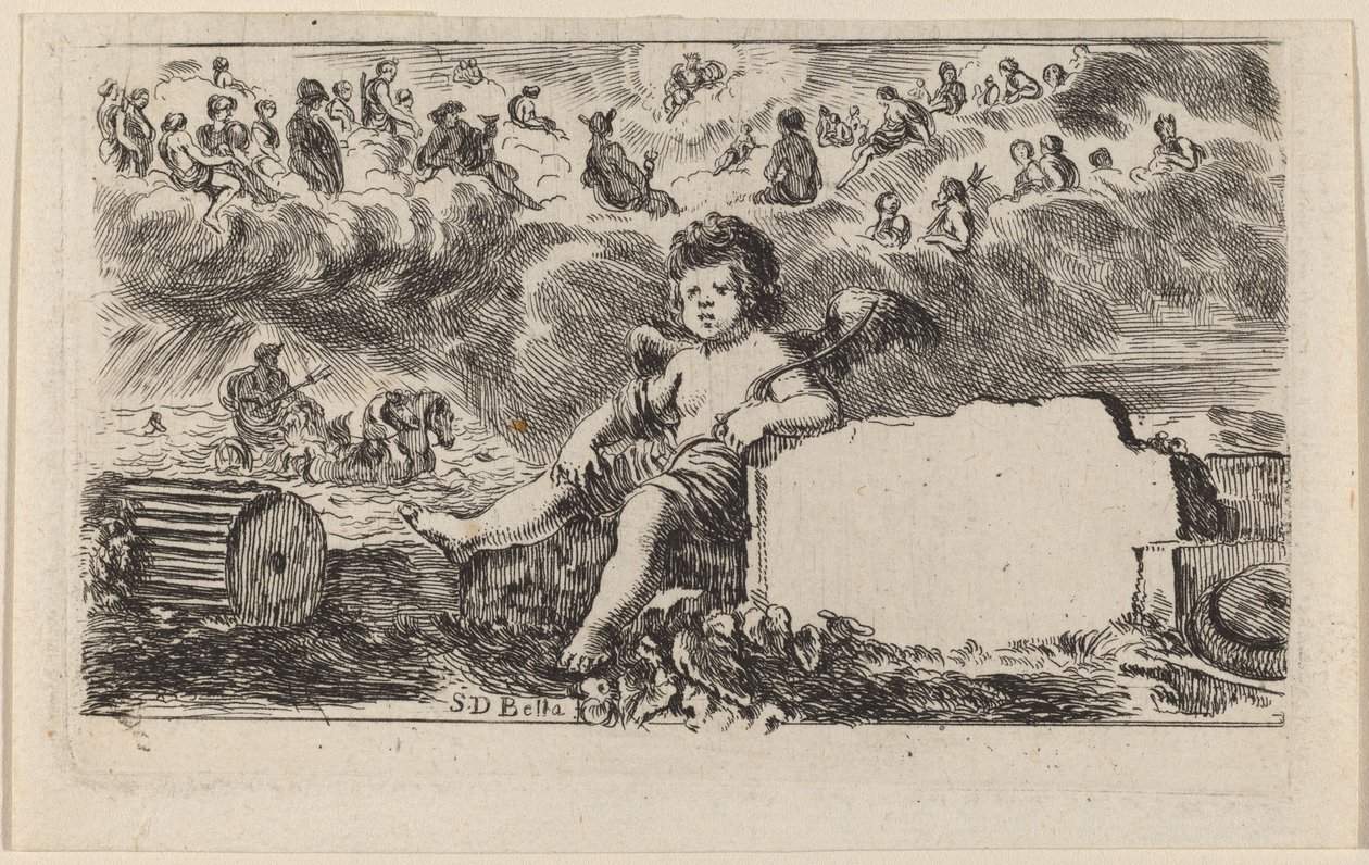 Página de título para Jeu des Mythologie, 1644 de Stefano della Bella