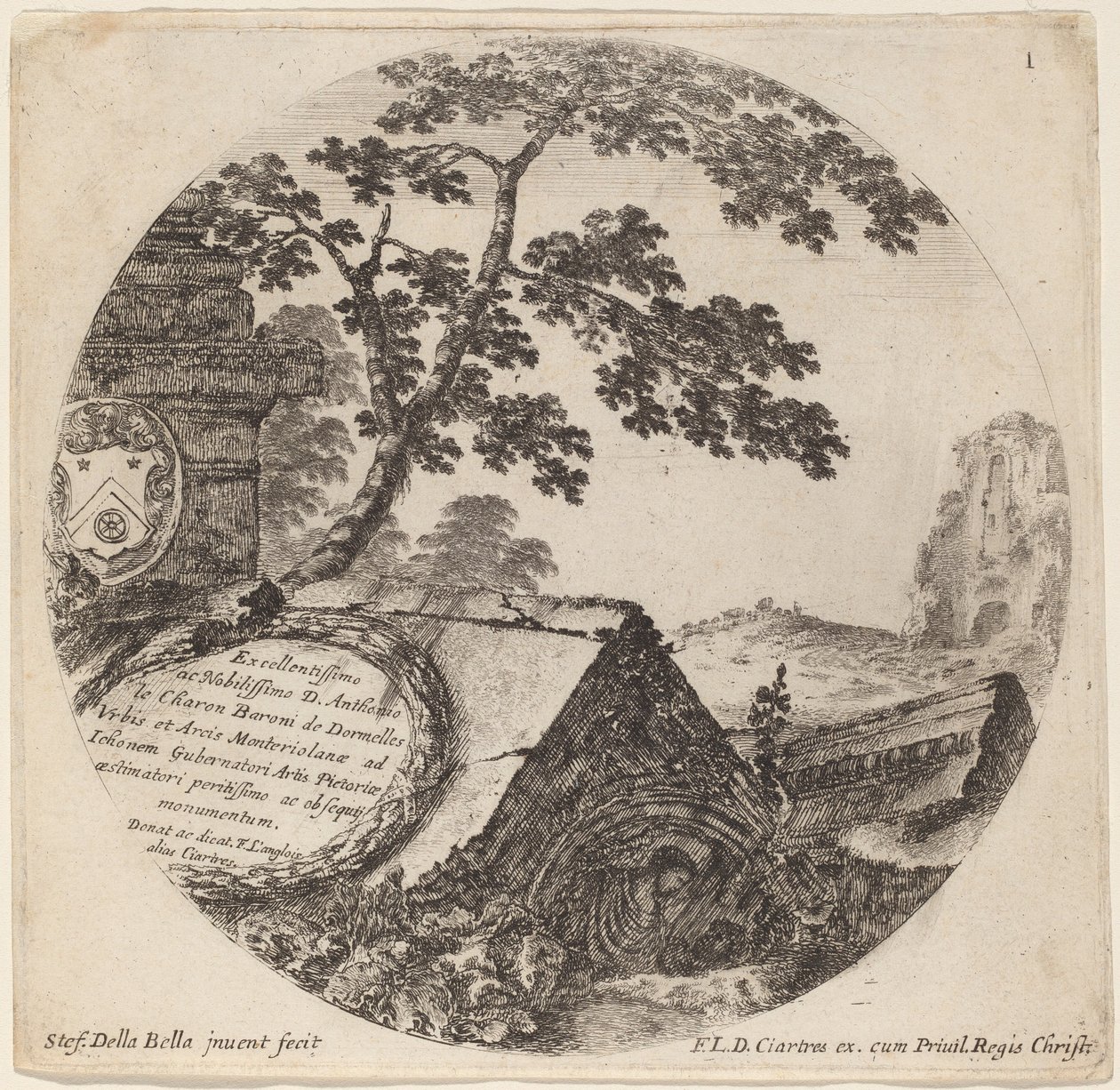 Página de Título para "Paysages et ruines de Rome" de Stefano della Bella