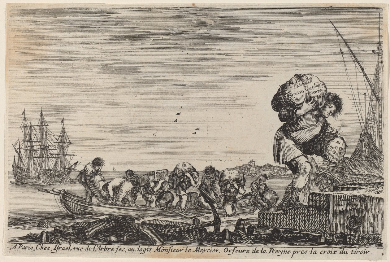 Página de título para Vistas de los Puertos del Mar, 1647 de Stefano della Bella
