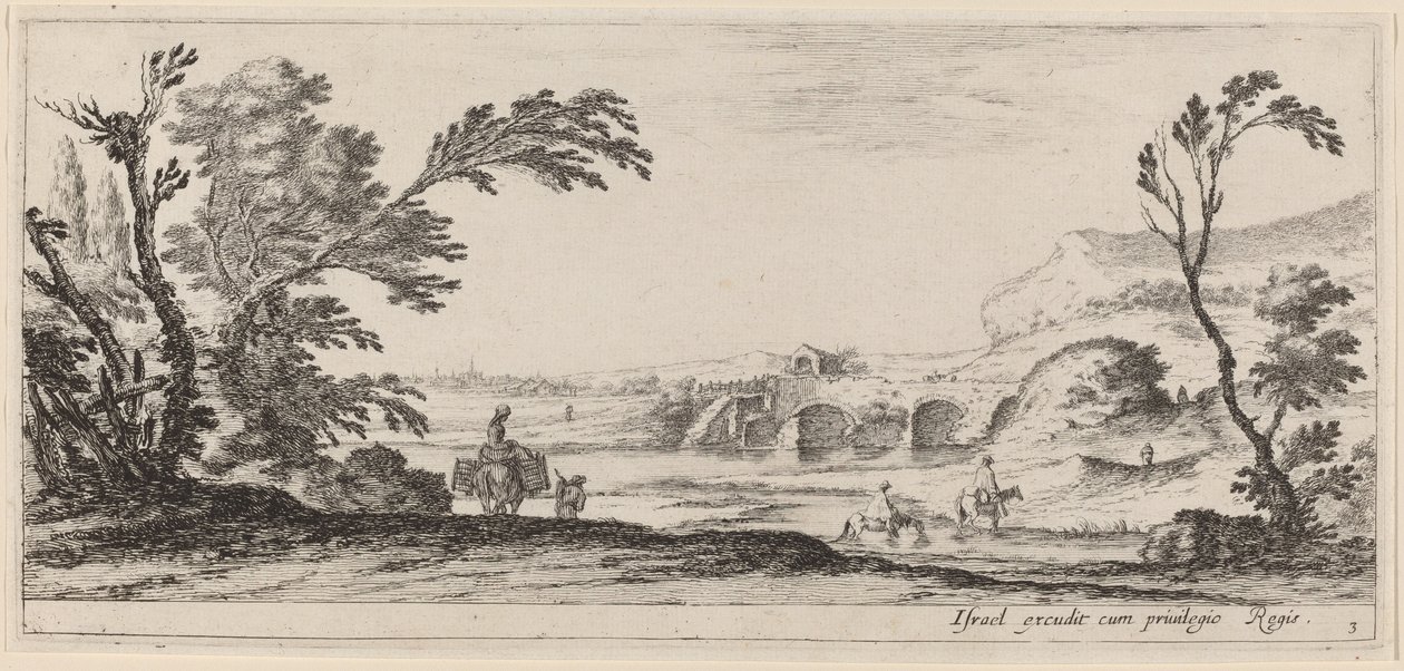 Viajeros cruzando un arroyo, en o antes de 1647 de Stefano della Bella