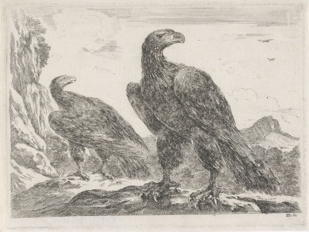 Dos águilas con la cabeza hacia la derecha
Eagles (título de la serie) de Stefano della Bella