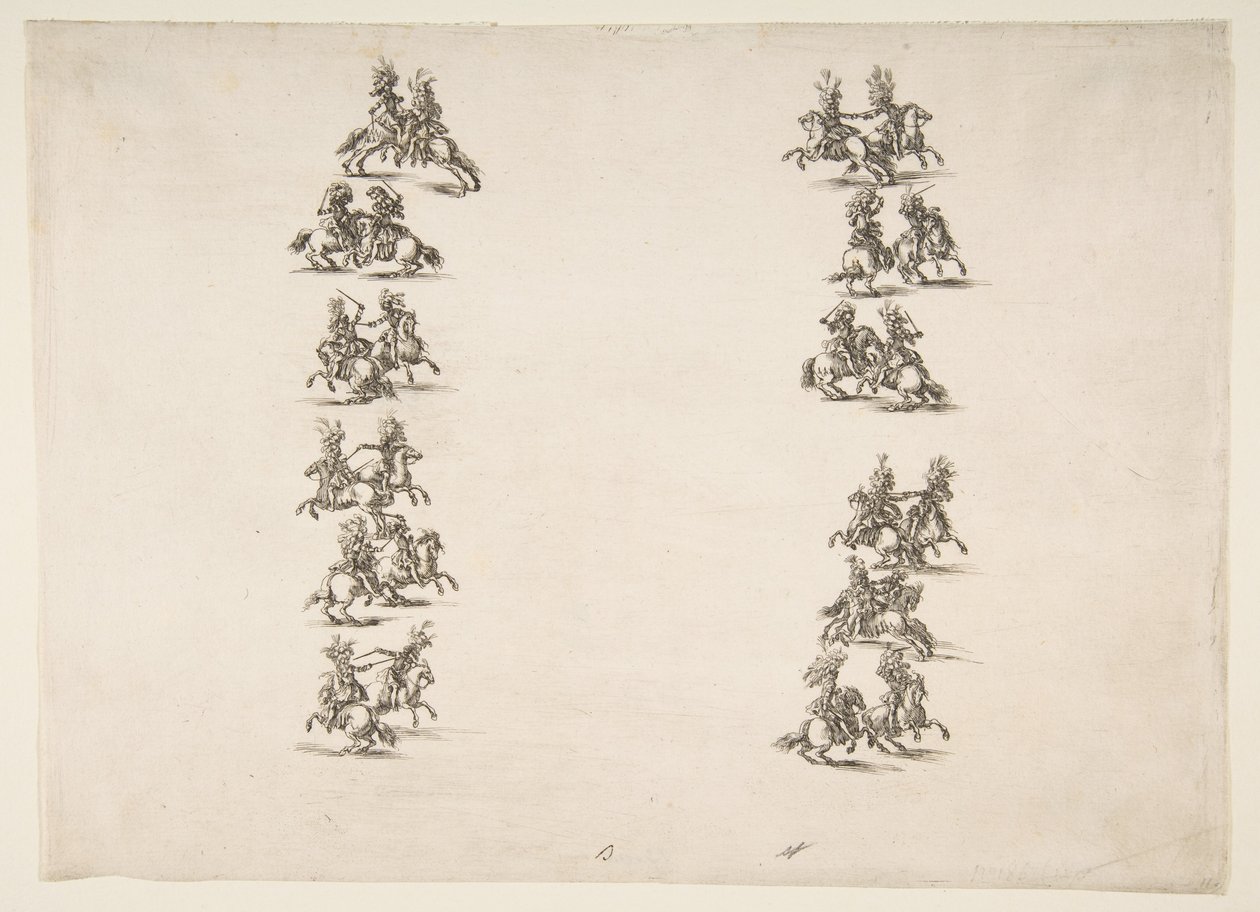 Veinticuatro Caballeros Luchando en Dos Columnas, 1652 de Stefano della Bella