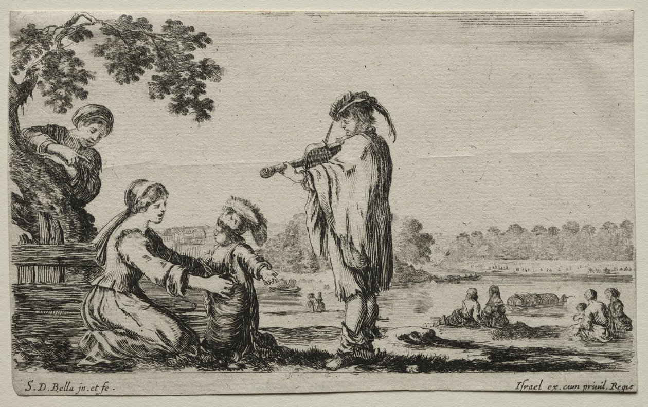 Varias Figuras y Paisajes: Un Violinista, 1649 de Stefano della Bella