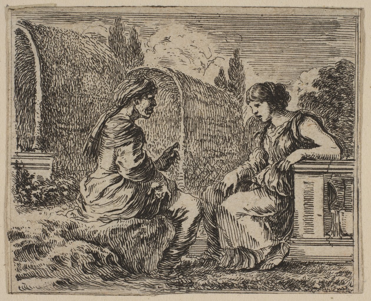 Vertumno y Pomona, de Juego de Mitología, 1644 de Stefano della Bella
