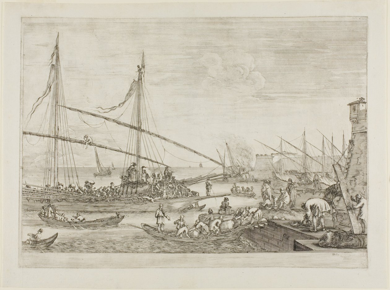 Vista de fortificaciones, de Vistas del puerto de Livorno de Stefano della Bella