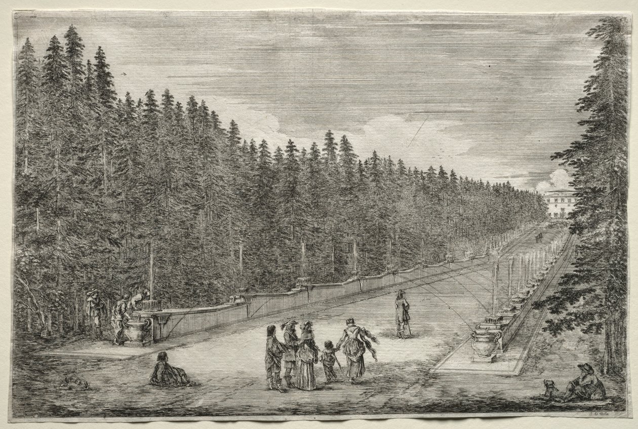Vistas de la Villa de Pratolino: El Paseo de las Fuentes de Stefano della Bella