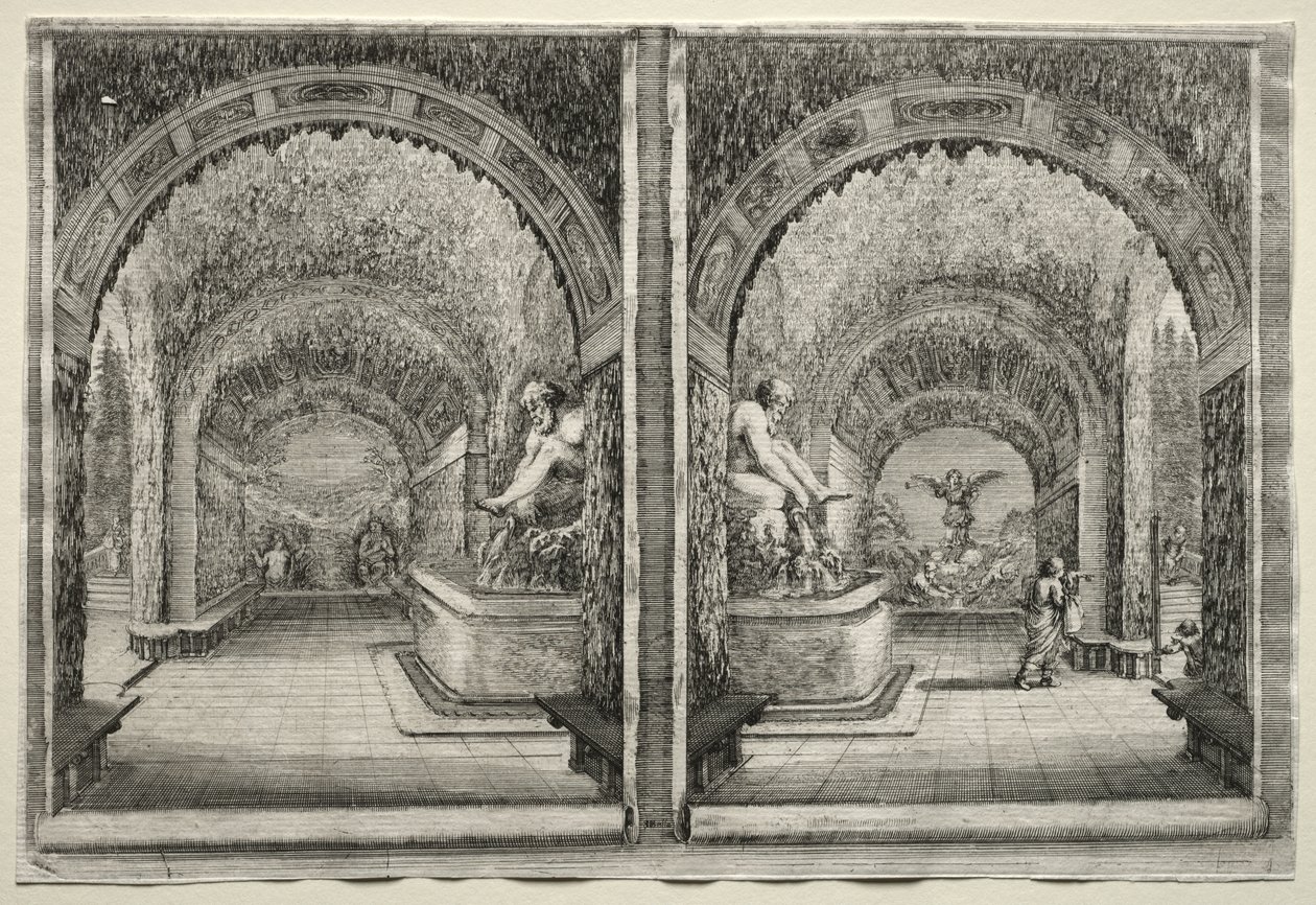 Views of the Villa of Pratolino:  Two Views of the Grotto de Stefano della Bella