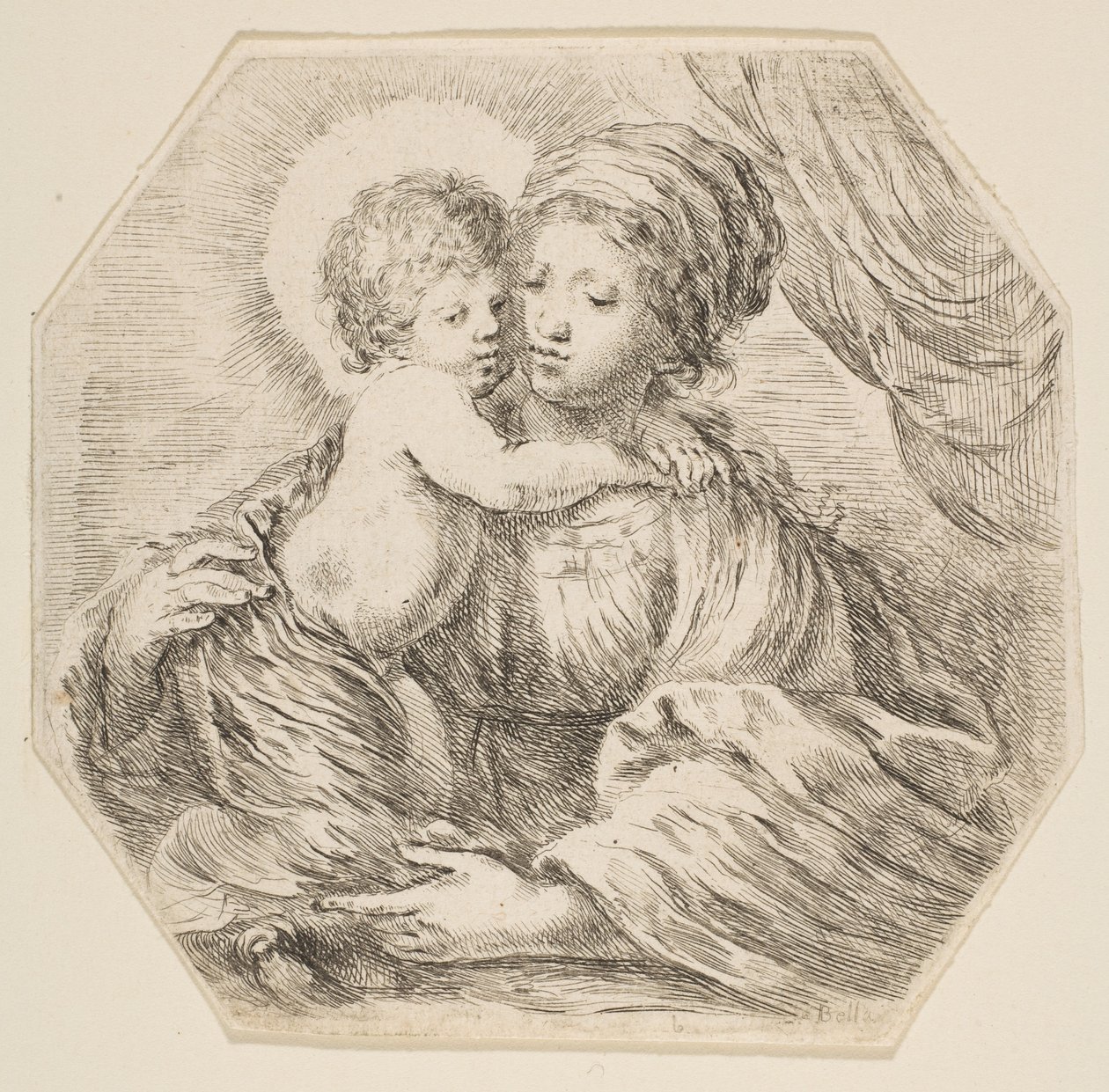 Virgen y Niño Jesús, una composición octogonal, ca. 1649 de Stefano della Bella