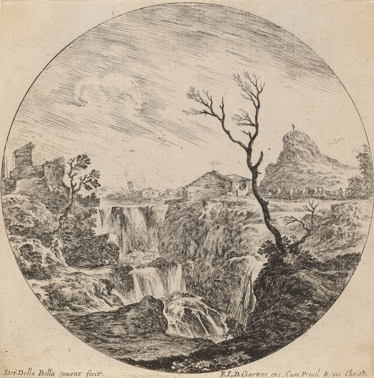 Cascada con tres niveles, 1646 de Stefano della Bella