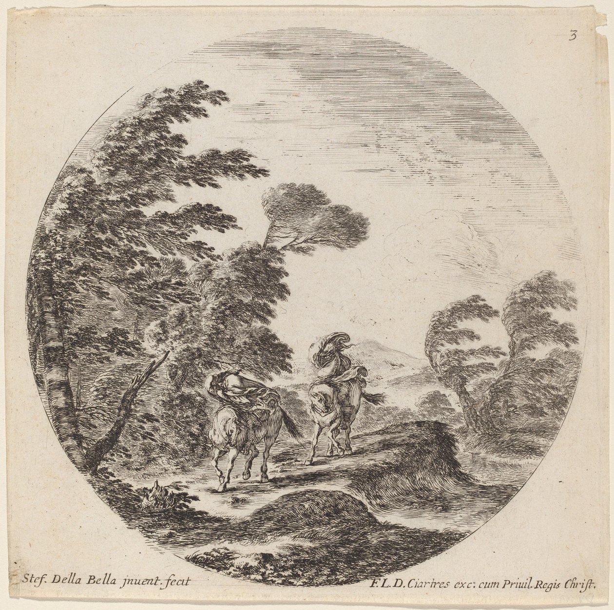 Jinetes azotados por el viento, 1646 de Stefano della Bella