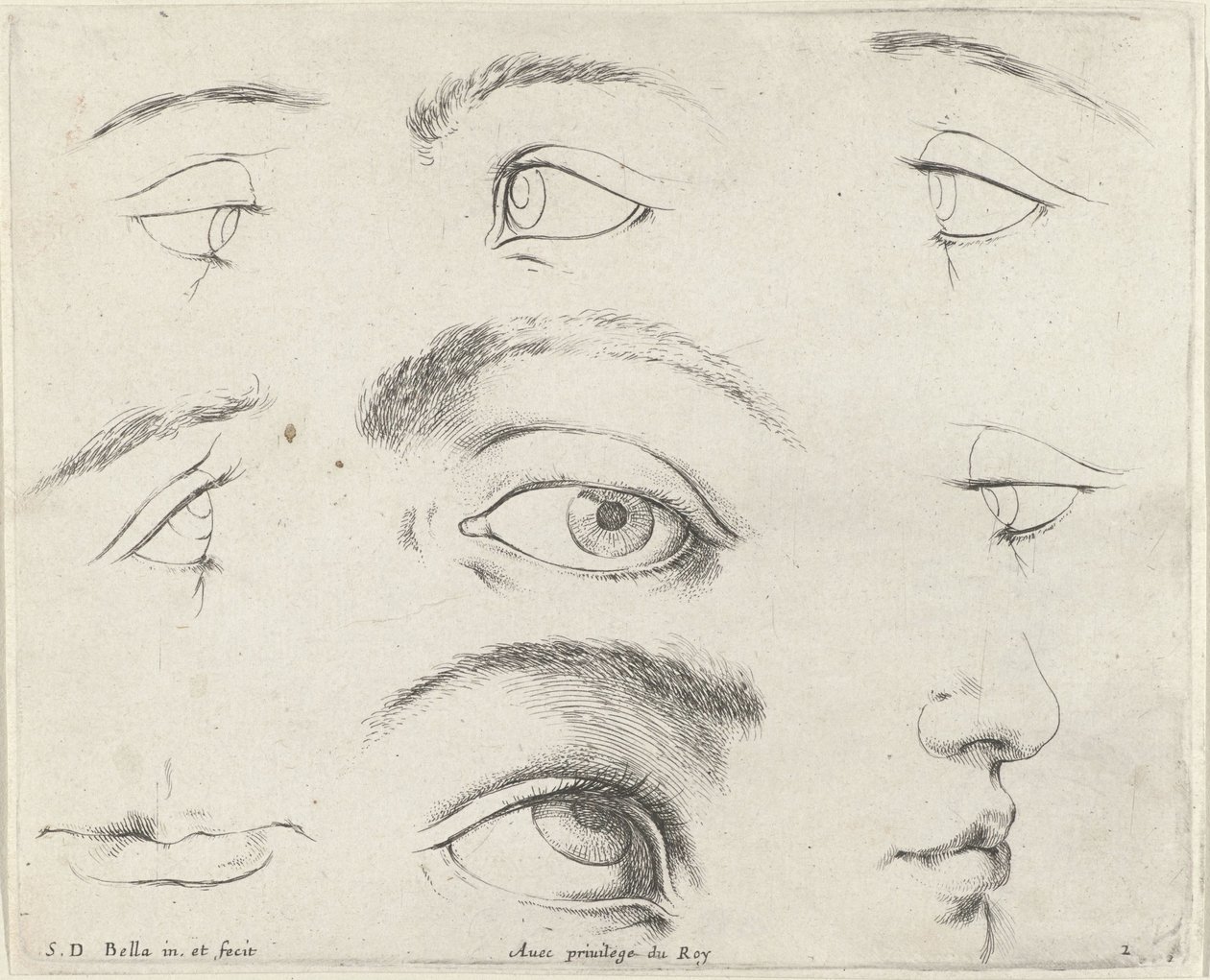 Siete ojos, dos bocas y una nariz Los fundamentos del dibujo (título de la serie) I principii del disegno (título de la serie) de Stefano della Bella
