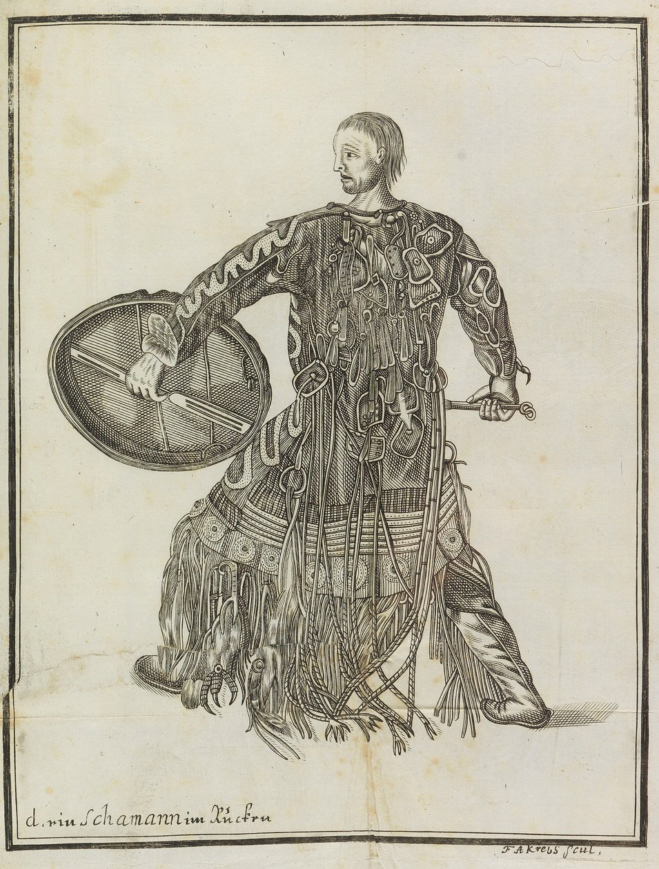 Un chamán. De Descripción del país Kamchatka, c. 1750 de Steller