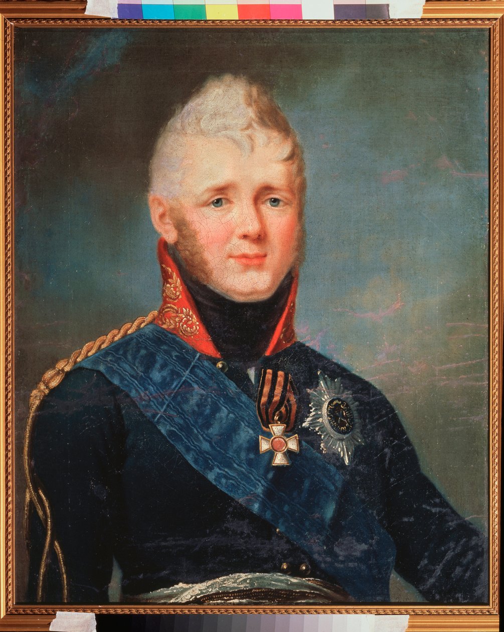 Retrato del emperador Alejandro I, zar de Rusia (1777-1825). Pintura de Stepan Semyonovich Shchukin (Schchukin) (1762-1828), óleo sobre lienzo, después de 1805. Arte ruso del siglo XIX. Museo Estatal V. Tropinin, Moscú. de Stepan Semenovich Shchukin