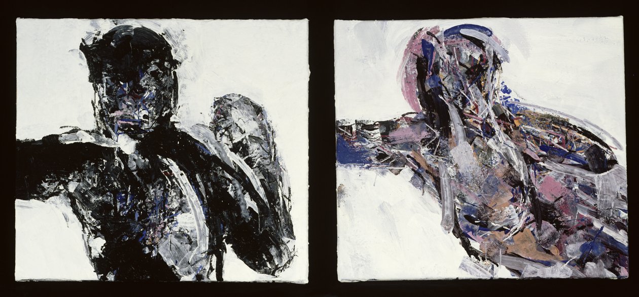 Hombre desnudo y mujer desnuda, recostada con el brazo extendido, 1993-94 de Stephen Finer