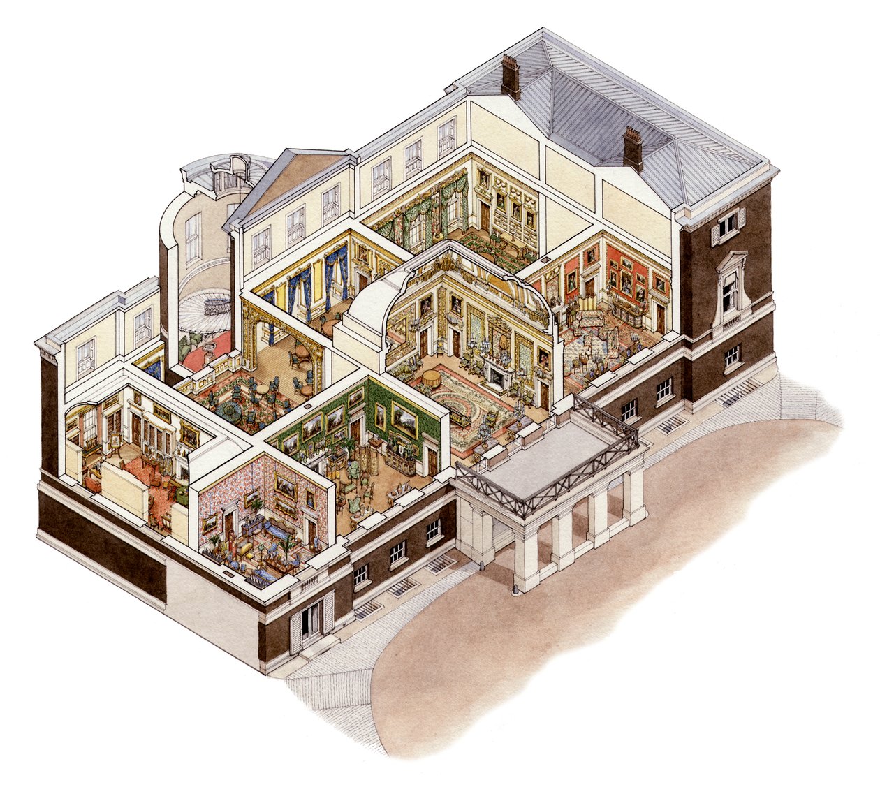 Devonshire House, Piccadilly, Londres, c.1860-1910 (tinta y acuarela) de Stephen Conlin