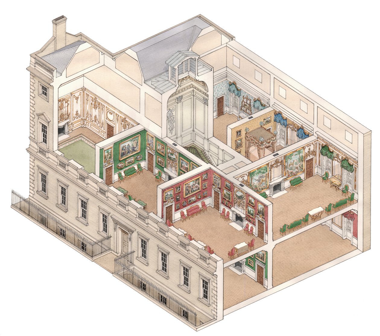 Norfolk House, Londres, c.1890-1914 (tinta y acuarela) de Stephen Conlin