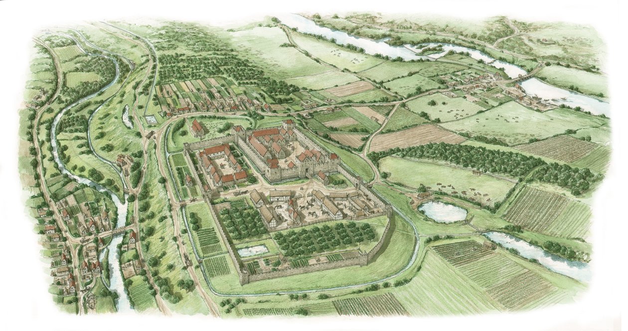 Priorato de San Juan, Kilmainham, Dublín (dibujado en 2022), c.1340-1370 (tinta y acuarela) de Stephen Conlin