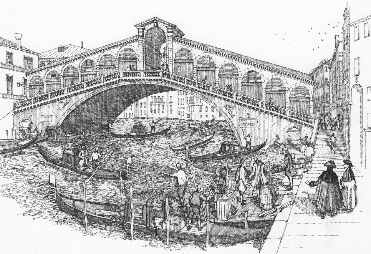 El puente de Rialto, Venecia en el siglo XVIII de Stephen Conlin