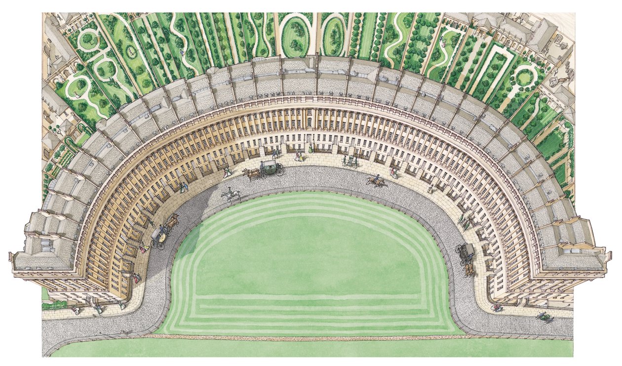The Royal Crescent, Bath, c.1780-1800 (tinta y acuarela) de Stephen Conlin