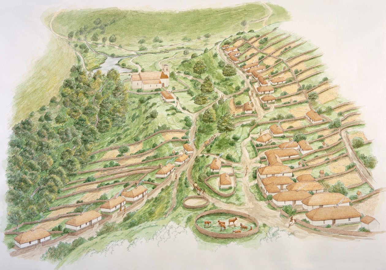 Aldea medieval de Wharram Percy, North Yorkshire, siglo XIII de Stephen Conlin
