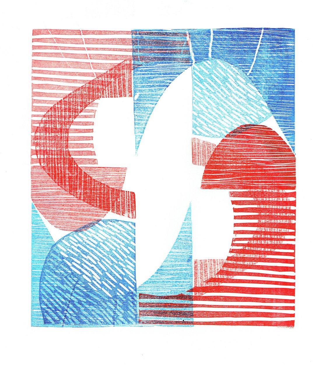 1961 III, 2016 (impresión linograbada sobre papel) de Stephen Dow