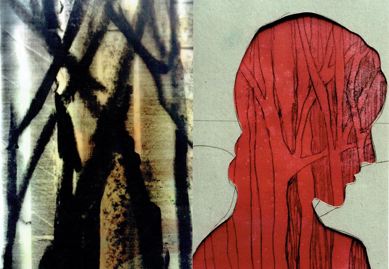 La Foret VIII, 2017 (monocopia y collage fotográfico) de Stephen Dow