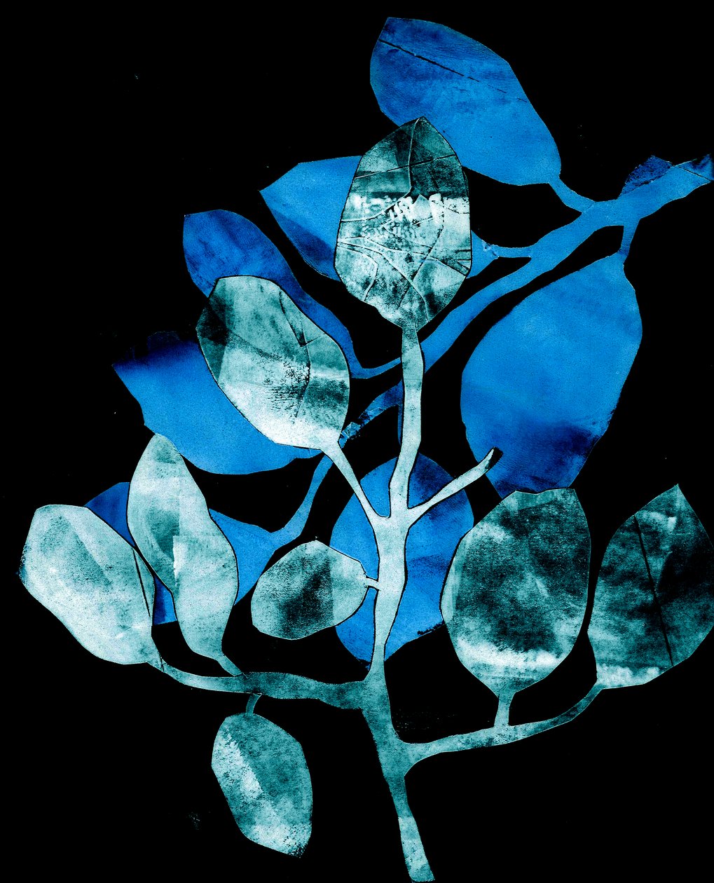 Jardín nocturno, 2017 (digital, a partir de un collagraph) de Stephen Dow