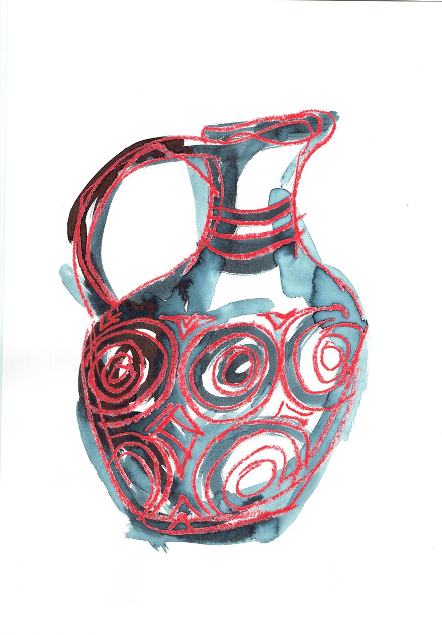 Vessel IV, 2016 (pastel al óleo y tinte para tela sobre papel) de Stephen Dow