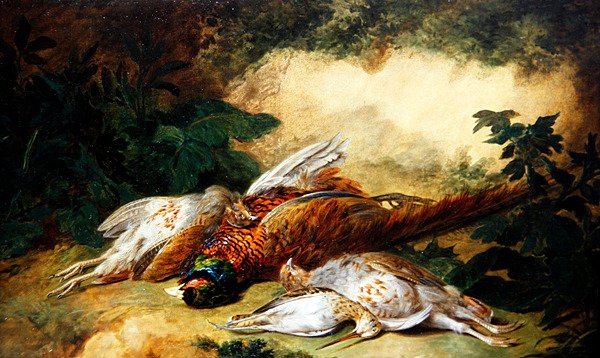 Una naturaleza muerta de caza muerta en un paisaje de Stephen Elmer