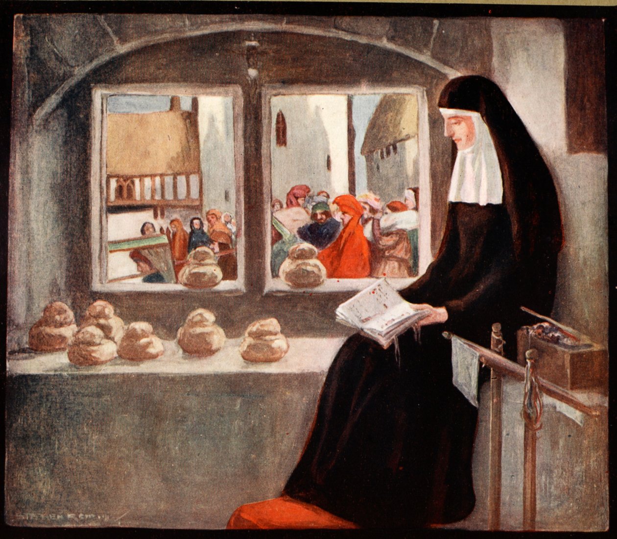 Lady Julian of Norwich, ilustración de "The Mighty Army" de Winifred M. Letts, pub. 1912 (litografía en color) de Stephen Reid