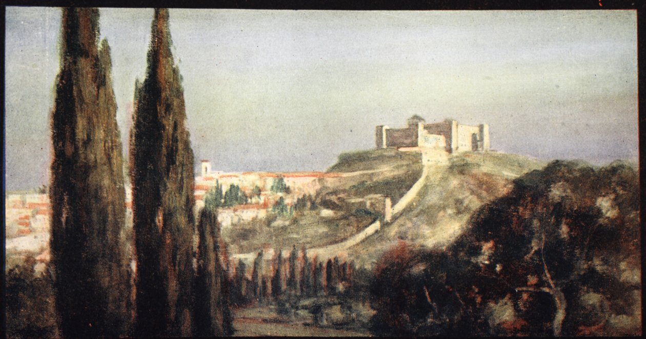 Spoletto, lugar de nacimiento de San Benito, ilustración de 