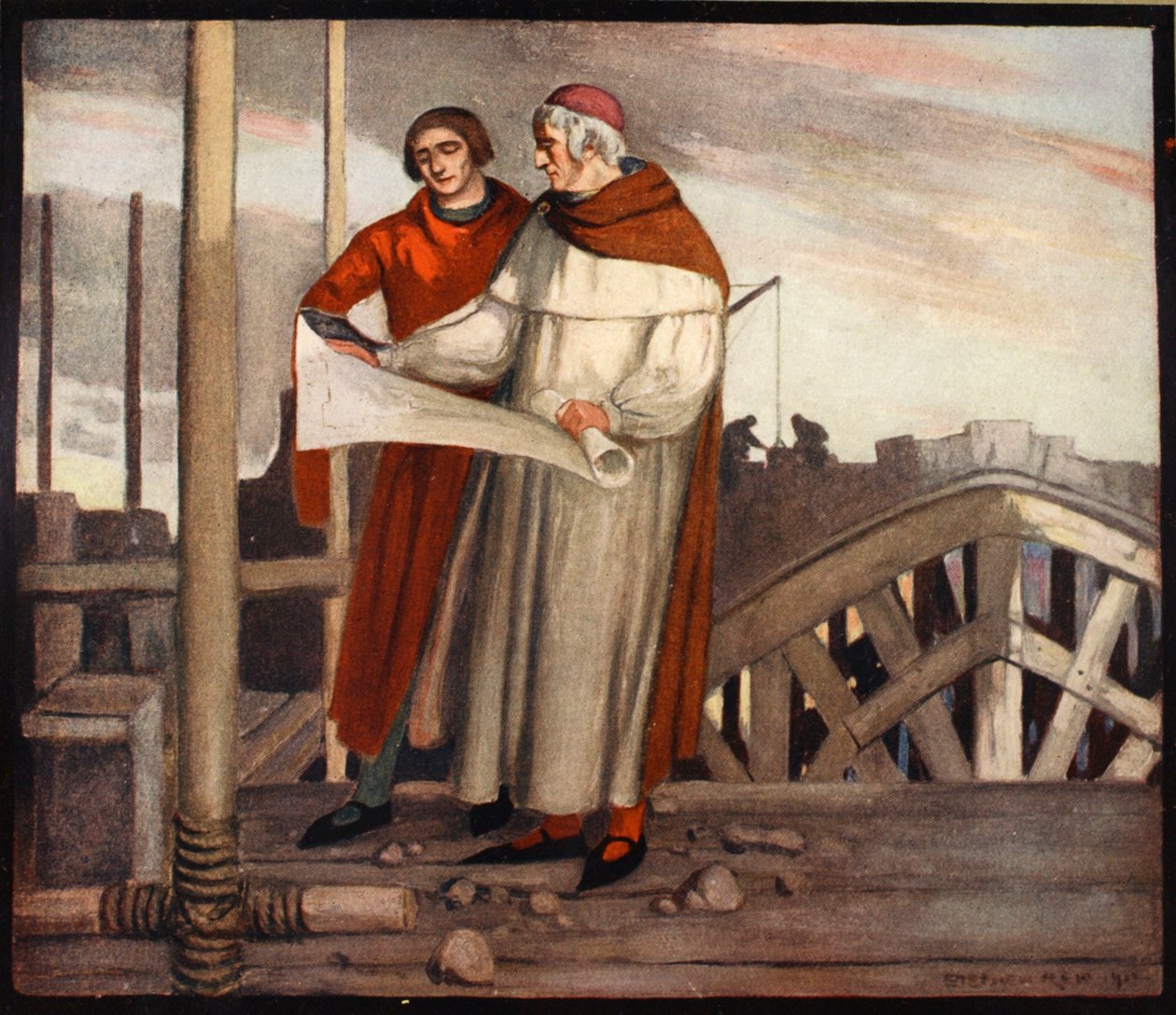 Guillermo de Wykeham, ilustración de "The Mighty Army" de Winifred M. Letts, pub. 1912 (litografía en color) de Stephen Reid
