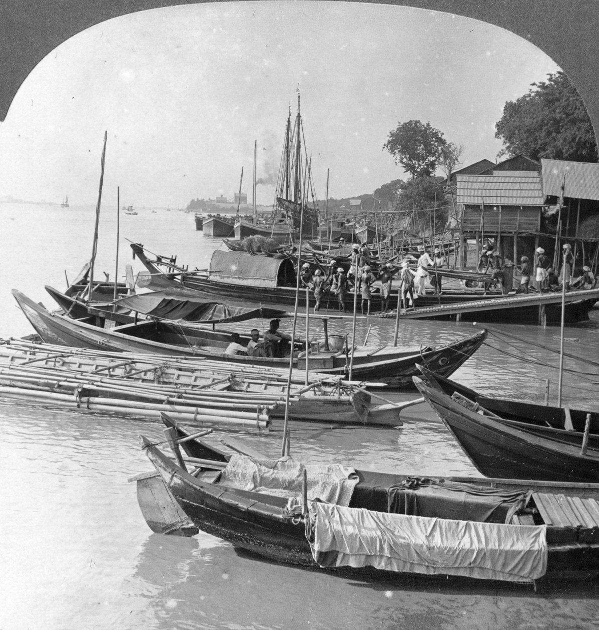 Mirando hacia el río Irrawaddy, Rangún, Birmania, 1908 de Stereo Travel Co