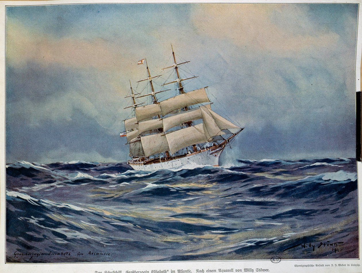 La vela de la Gran Duquesa Elisabeth. Acuarela de Willy Stower (1864-1931). 1909. París, Artes Decorativas de Willy Stoewer 
