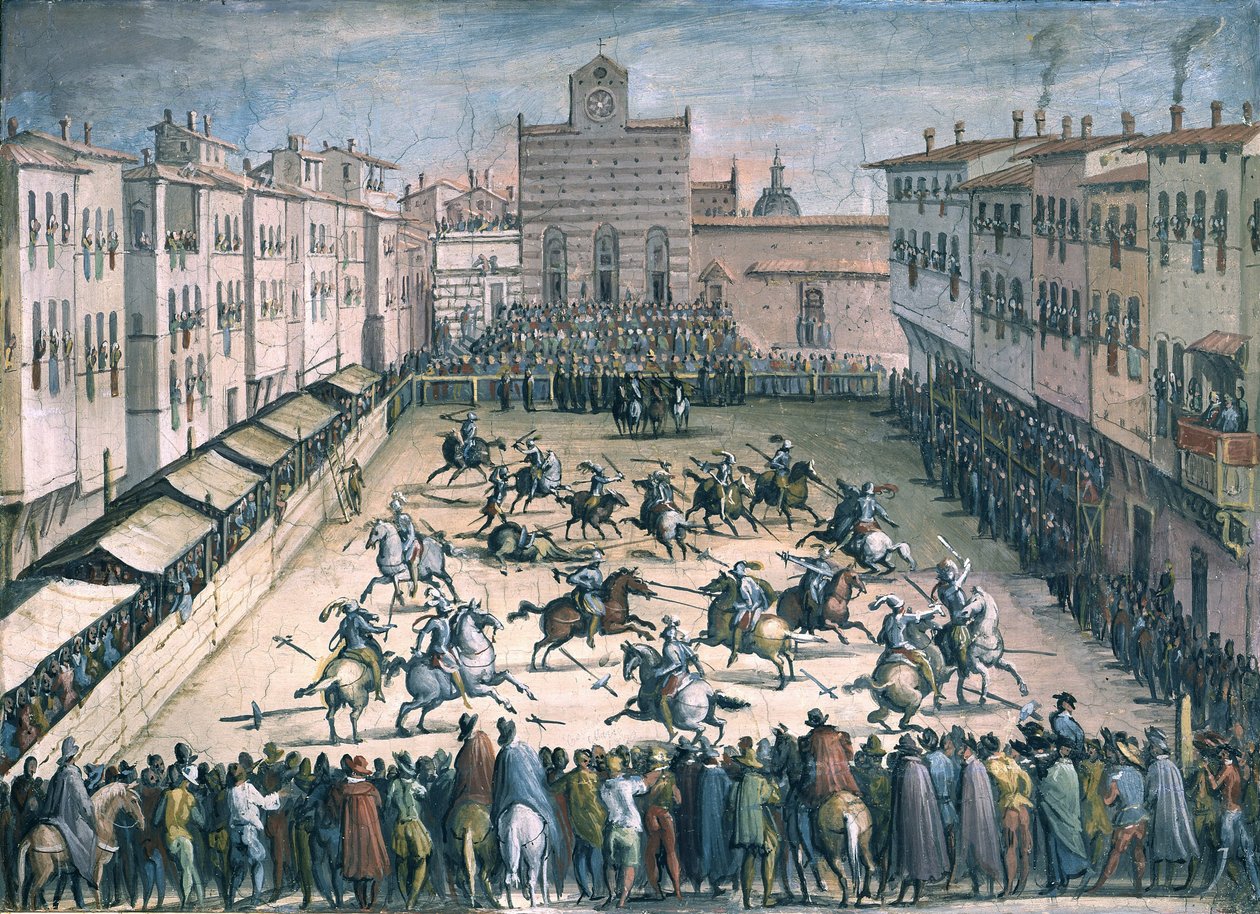 Justa de caballos en la Piazza Santa Croce, 1561-1562 de Stradanus