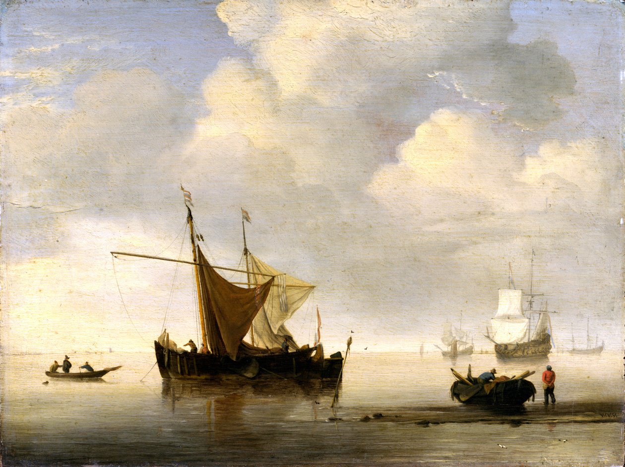 Calma: Dos barcos holandeses de Willem van de Velde the Younger