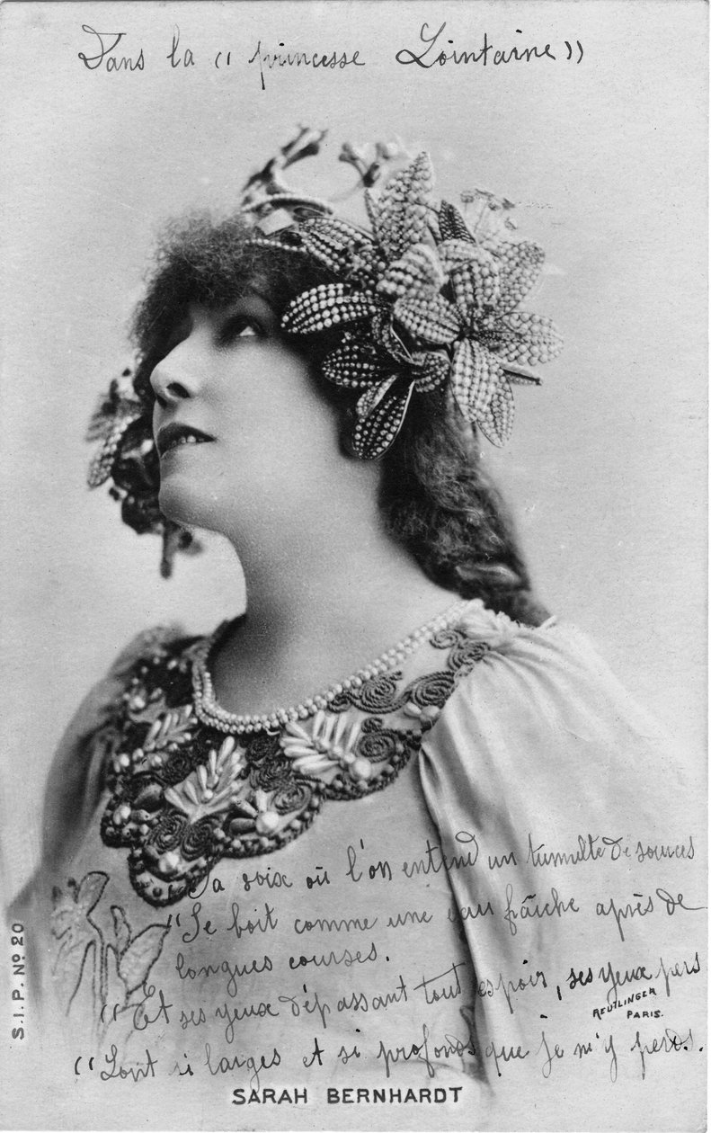 Henriette Rosine Bernard alias Sarah Bernhardt (1844-1923) en el papel de “La princesa lejana”, una obra de Edmond Rostand de Studio Reutlinger